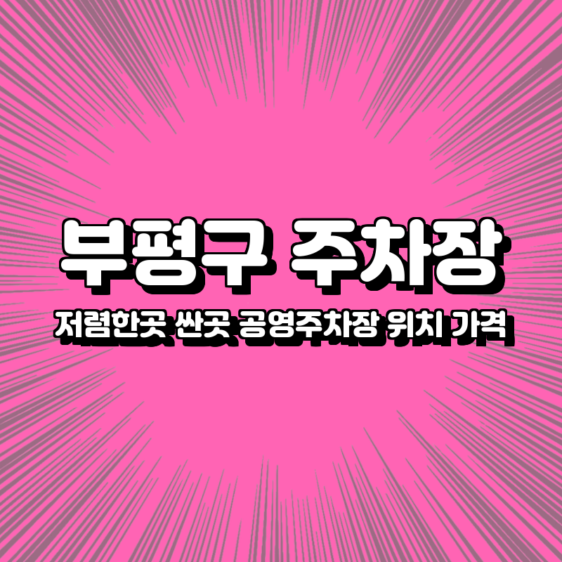 부평구 주차장 싼곳 저렴한곳 공영주차장 위치 가격 추천 부평구 주차장 싼곳 저렴한곳 공영주차