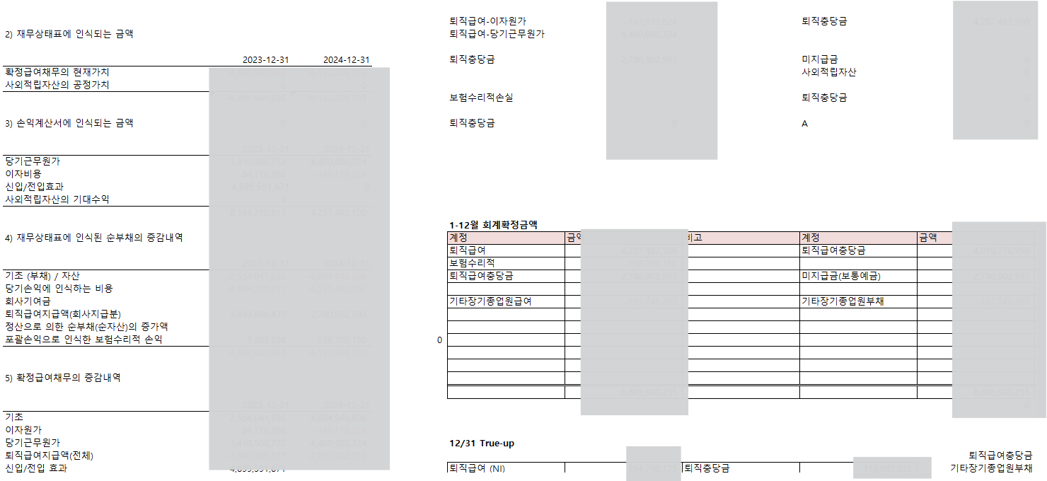 ▲ DB형 퇴직급여 회계처리 실무 엑셀 파일 미리보기