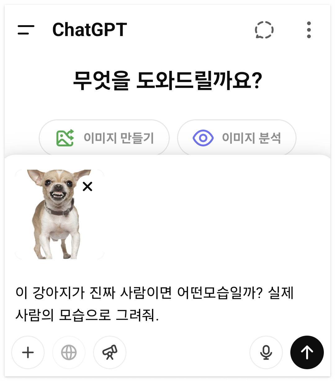 사진을 불러오고 사람의 모습으로 그려달라고 프롬프트를 적는다.