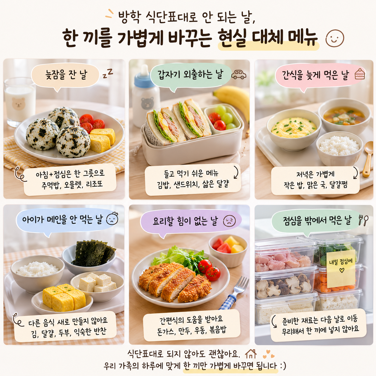 식단표대로 안 되는 날 대체 메뉴 사진