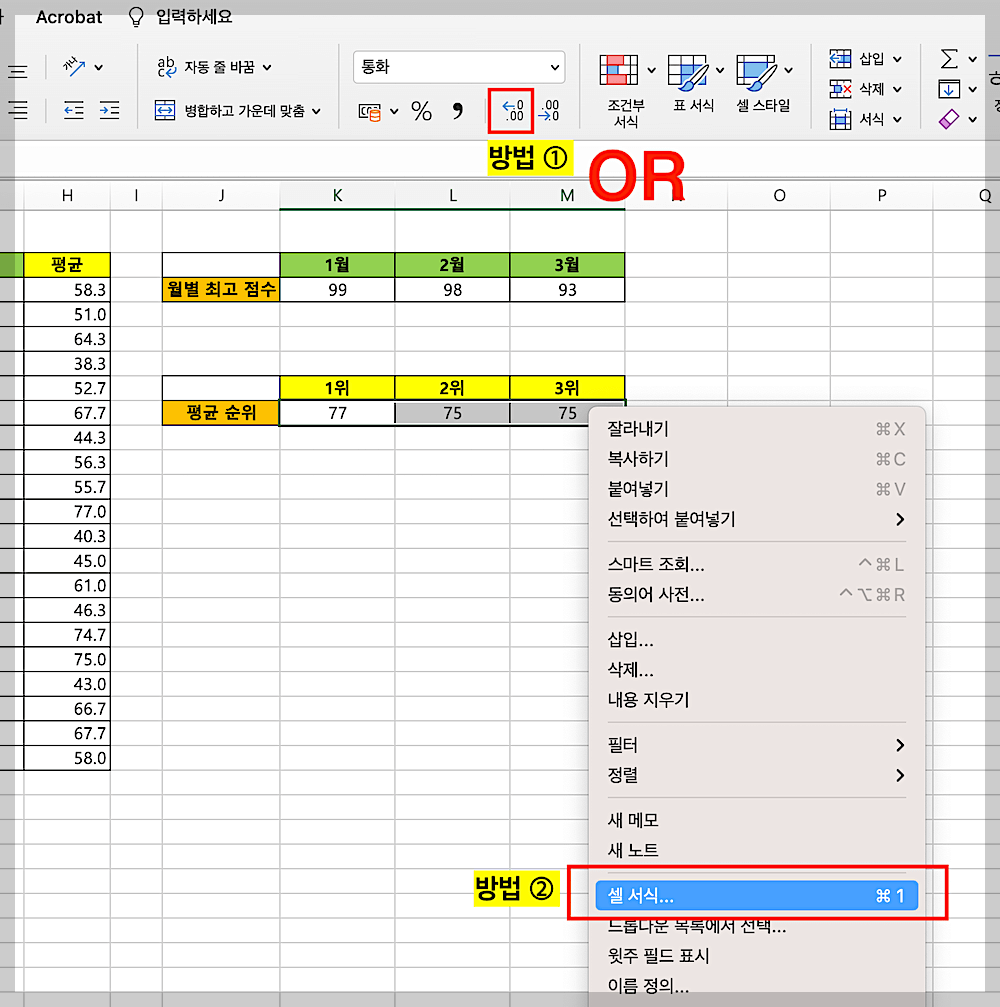 소수점 나타내기 3