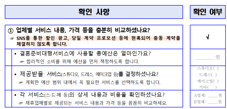 결혼준비 체크리스트