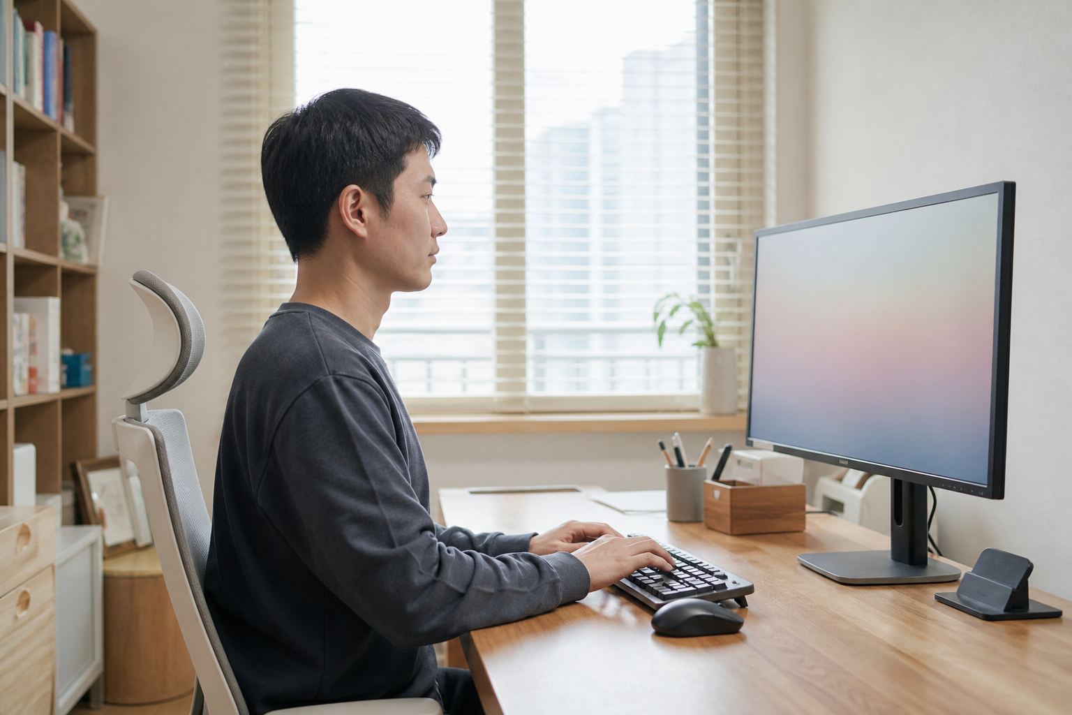 편안한 화면 위치와 자세