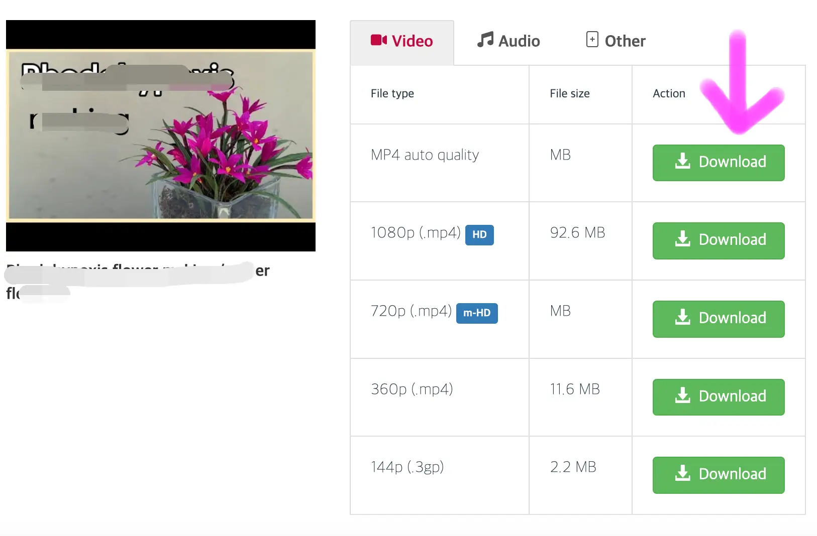 원하는 해상도를 선택하여 다운로드를 클릭해 줍니다.