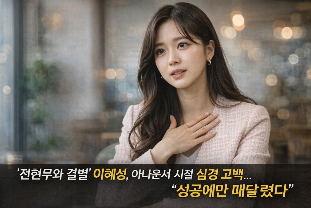 이혜성 전현무 결별 후 고백, "성공만 쫓던 아나운서 시절"