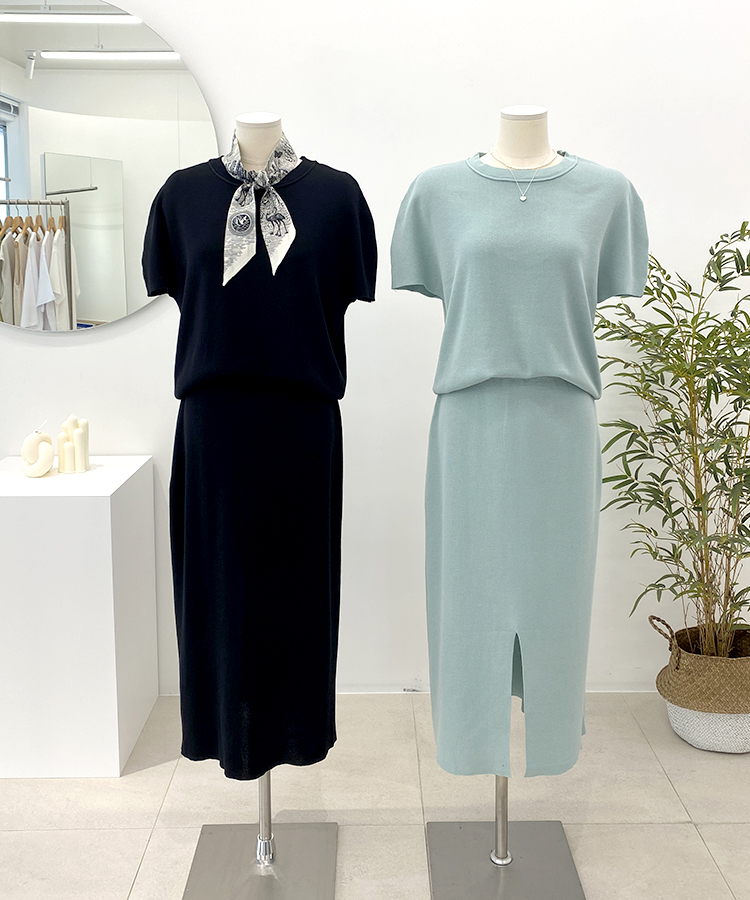 M 비스코스 여름니트 투피스 세트