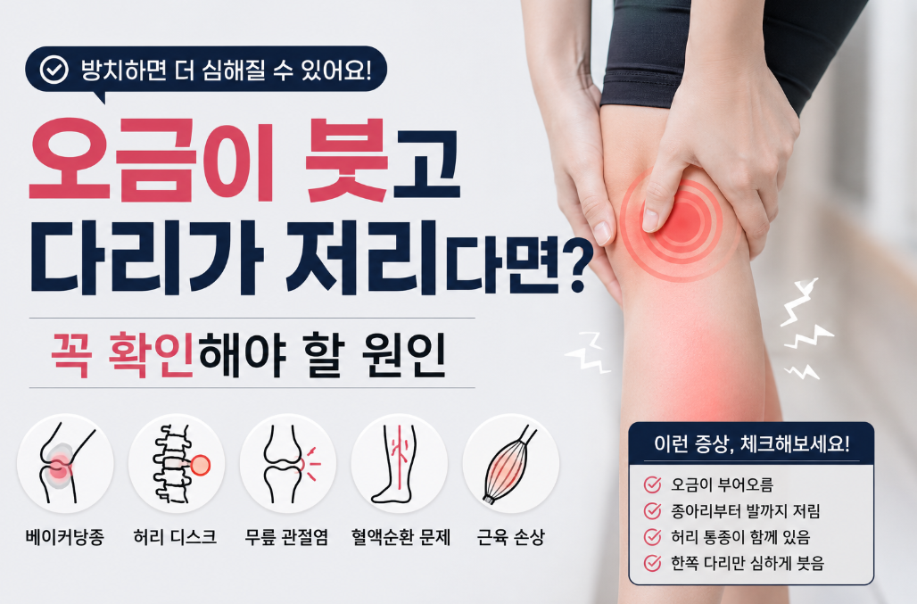 오금이 붓고 다리가 저리다면