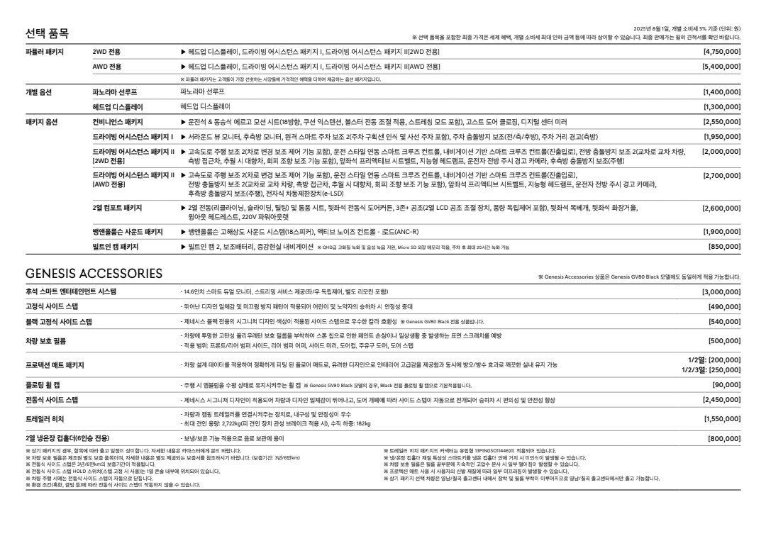 GV80 가격표 카탈로그