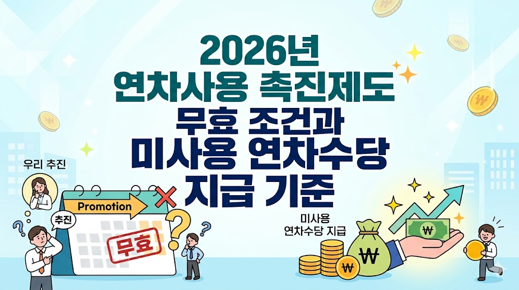 2026년 최신 근로기준법상 연차사용 촉진제도 무효 조건 및 미사용 연차수당 지급 기준, 회사 강제 휴가 지정 시 수당 청구 방법과 노무수령 거부 의사표시 대처법 총정리