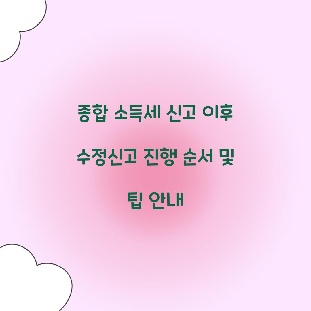 종합 소득세 신고 이후 수정신고 진행 순서