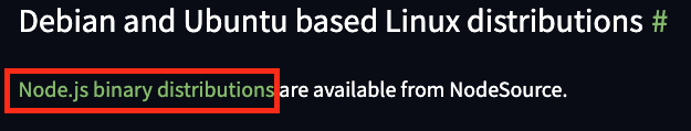 "Node.js binary distributions" 선택 화면