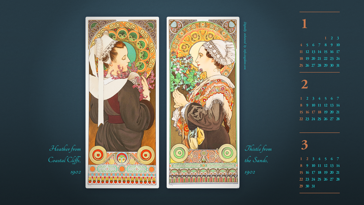 14 해안 절벽의 헤더, 모래밭의 엉겅퀴 B - 2026년2월 달력배경화면