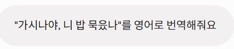투박한 사투리가 들어간 문장을 번역 요청하는 이미지