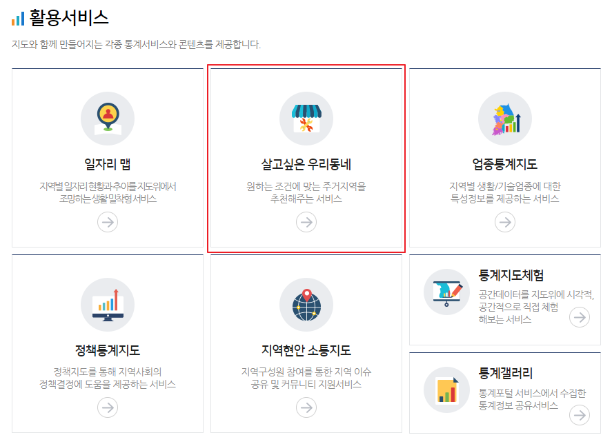 통계지리정보서비스 살고싶은 우리동네