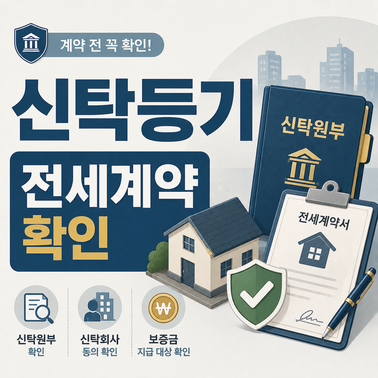신탁등기된 주택 전세계약 확인 사항 안내 이미지