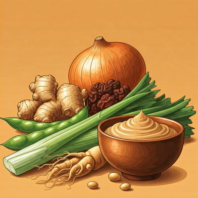 작두콩, 검은콩, 생강, 홍삼, 양파, 미나리, 된장 이미지