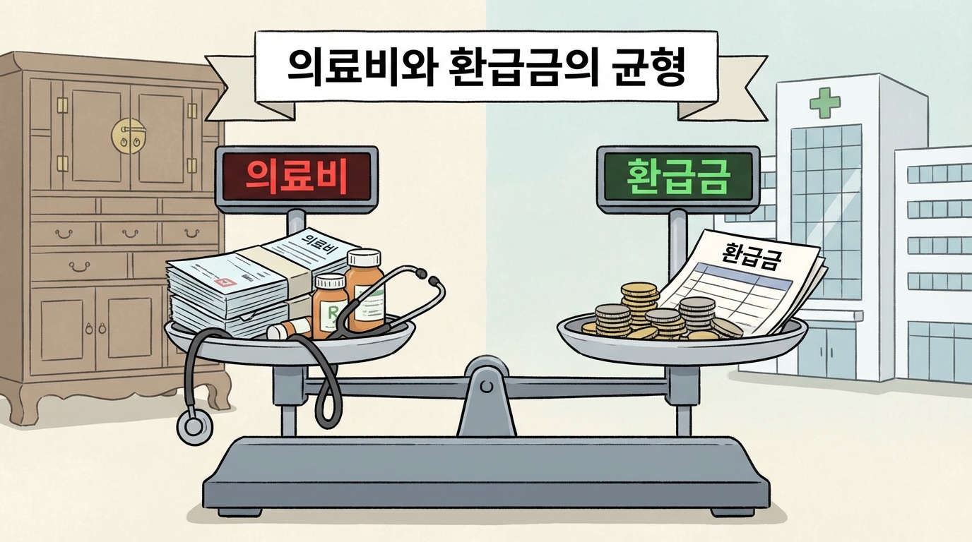 본인부담상한제와 환급 원리를 설명하는 그래픽