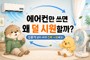 에어컨과 선풍기를 함께 사용하면 더 시원해지는 이유를 설명한 글