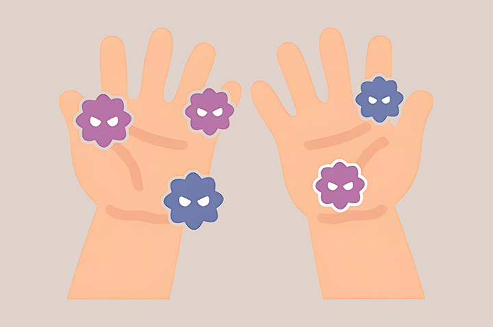 바이러스가-가득한-손의-모습