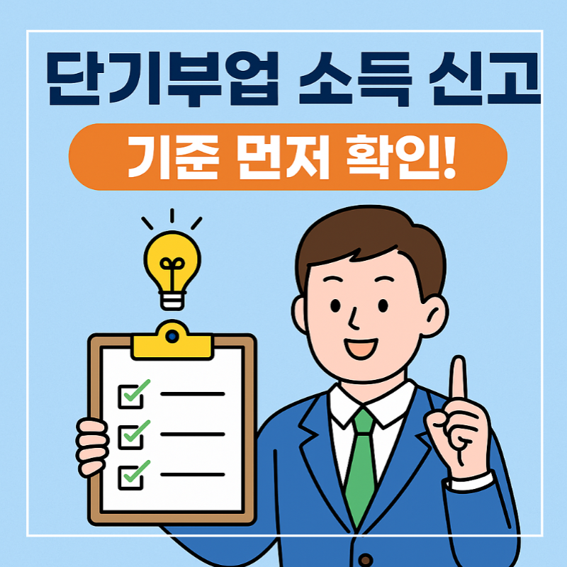 단기부업 소득 신고 기준 확인 안내 일러스트