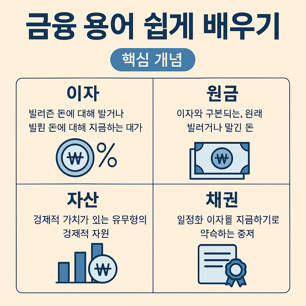 금융 용어 쉽게 배우기 핵심 개념 인포그래픽