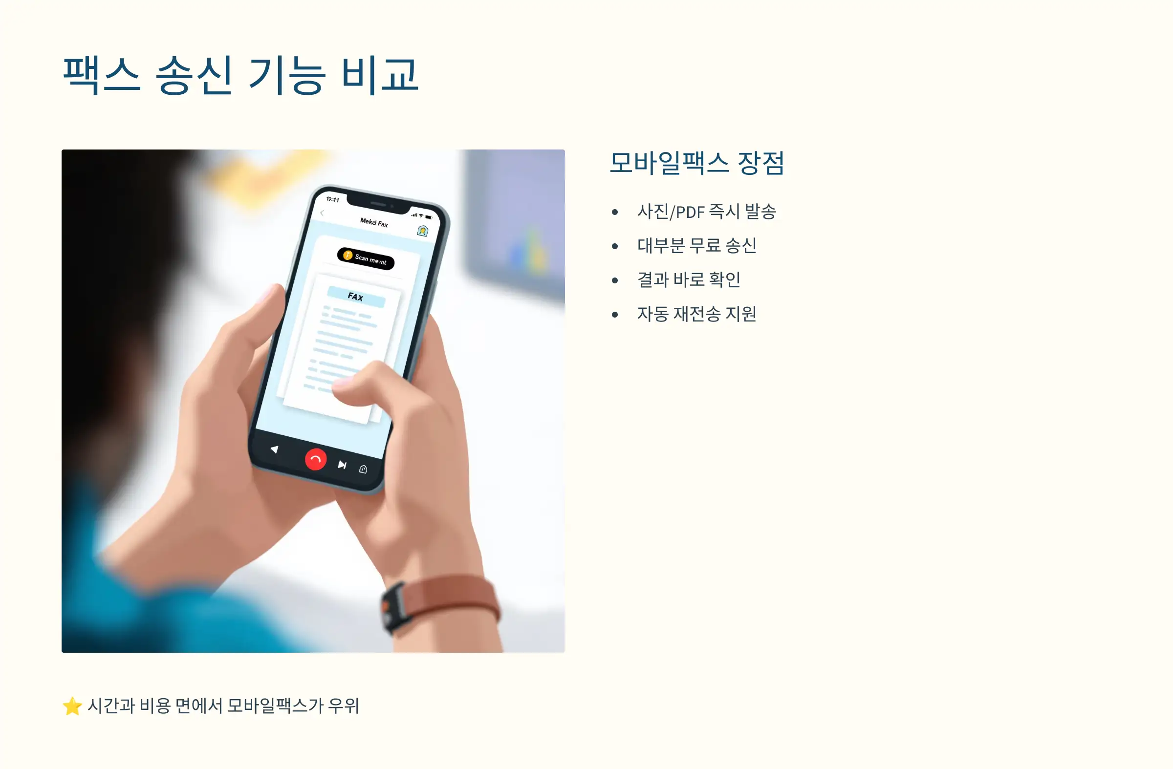 팩스 송신 기능 비교