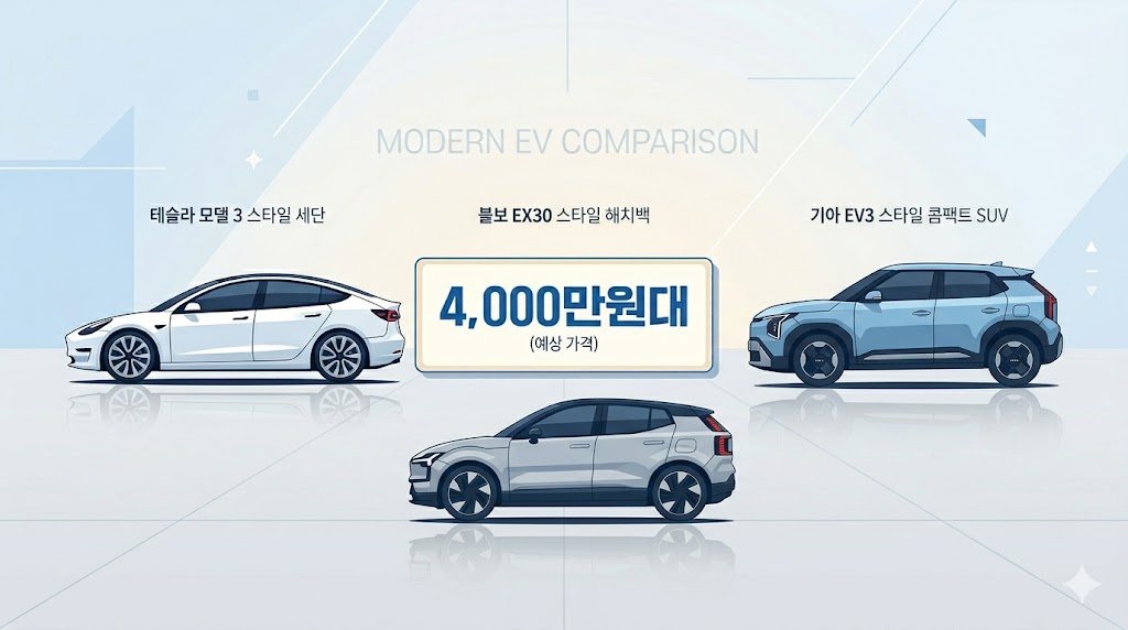 테슬라 모델 3, 기아 EV3, 볼보 EX30