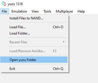 Yuzu 에뮬레이터 메뉴