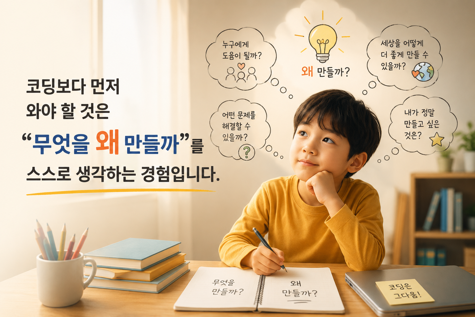 코딩보다 먼저 와야 할 것은 무엇을 왜 만들까를 스스로 생각하는 경험입니다
