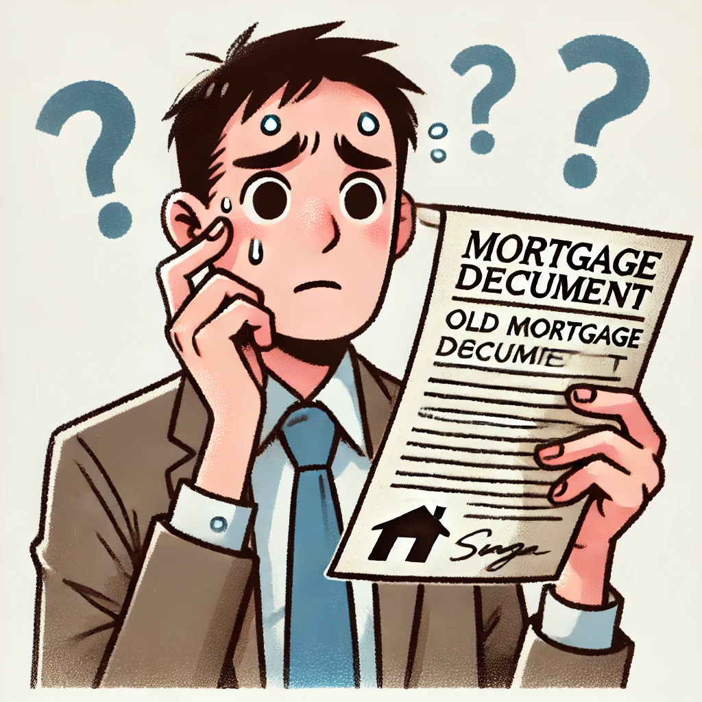 분실된 서류를 보고 곤란해하는 사람의 일러스트