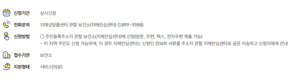 치매 치료관리비 지원 대상 신청방법