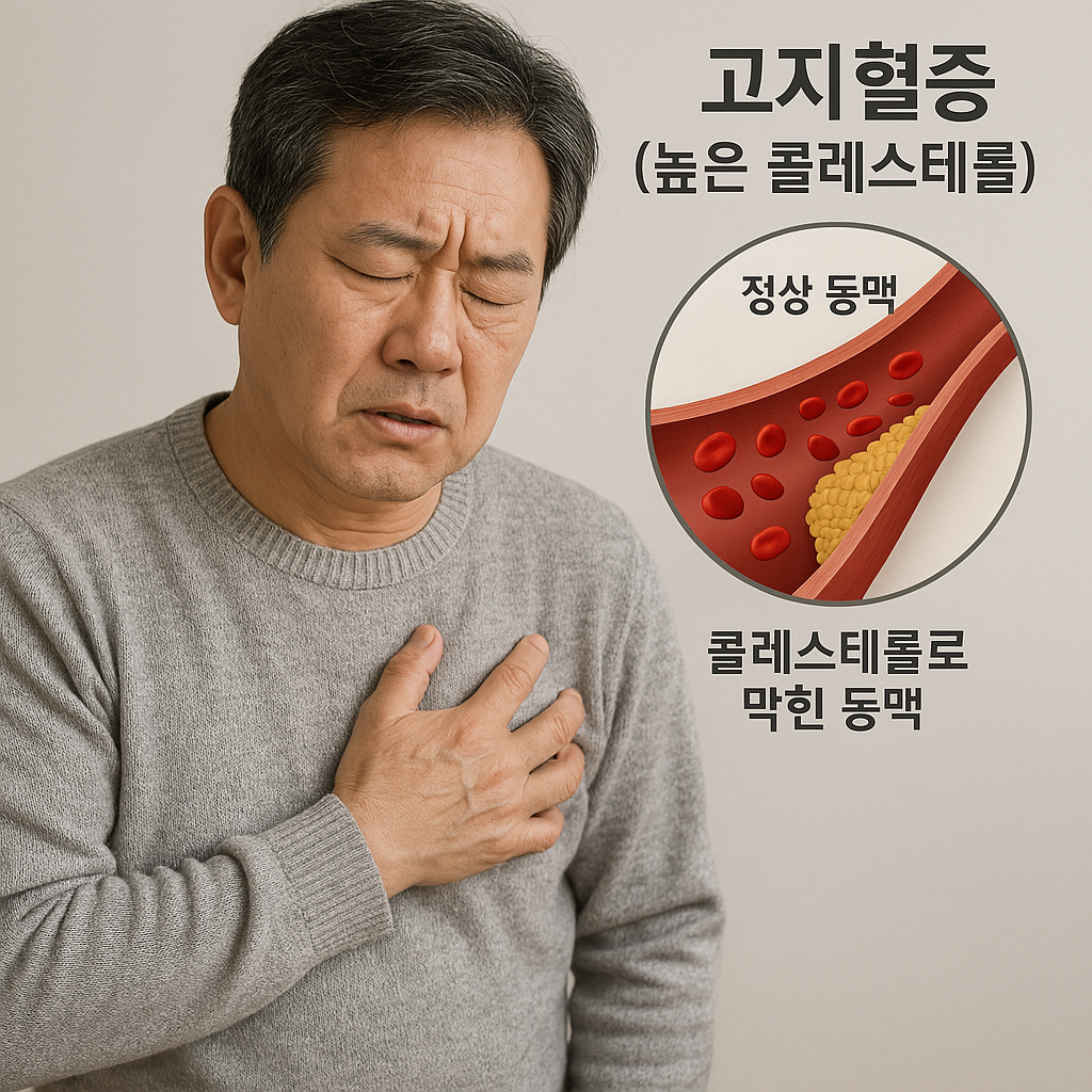 가슴 답답함을 느끼는 중년의 모습