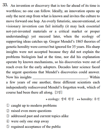 2024 9월 고3 모의고사 영어 오답률 3위는 33번