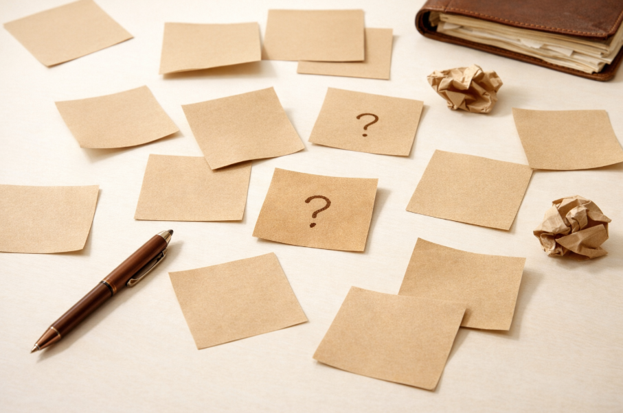 블로그 운영 중 기준이 흐려질 때 판단이 흔들리는 상황을 표현한 이미지