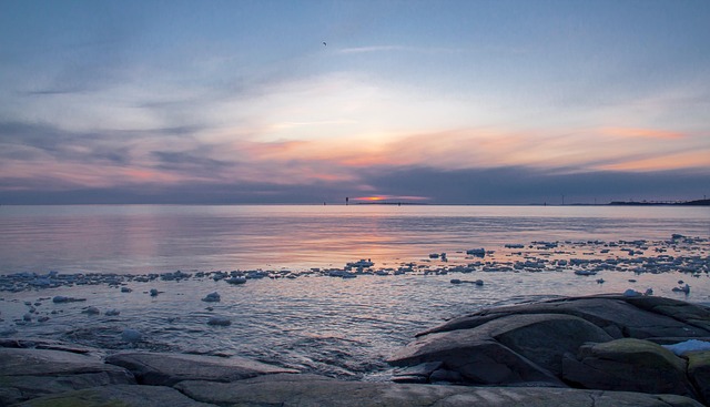 일몰, 바다 사진