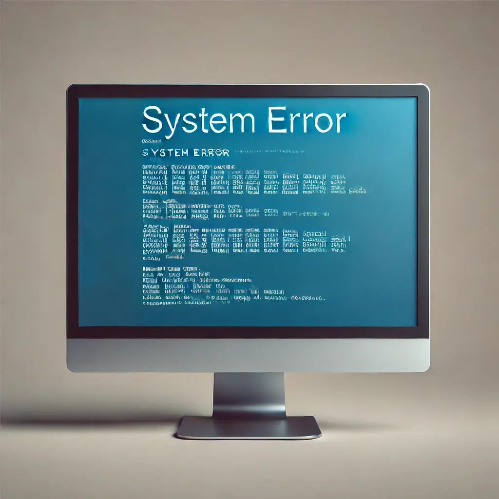 블루스크린을 표시하는 모니터의 모습