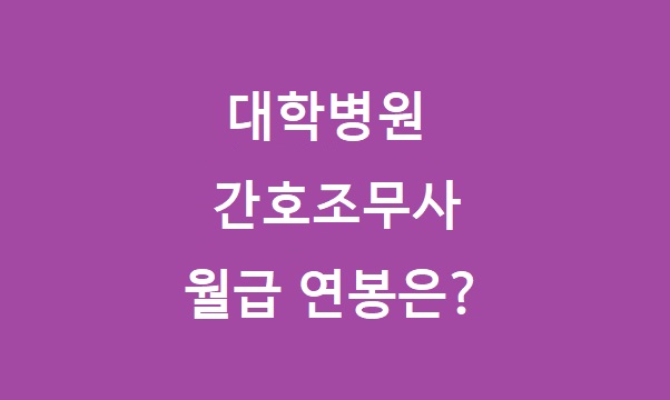 대학병원 간호조무사 월급