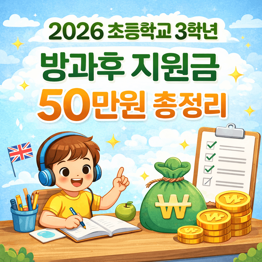 2026 초등학교 3학년 방과후 지원금 50만원 총정리