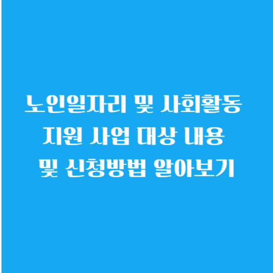 노인일자리 및 사회활동 지원 사업 대상 내용 및 신청방법 알아보기