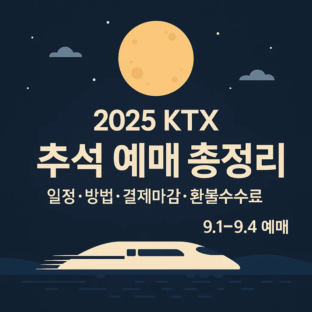 2025 KTX 추석 기차표 예매 완전 정복: 일정&middot;방법&middot;결제마감&middot;환불수수료(코레일 공식 반영)