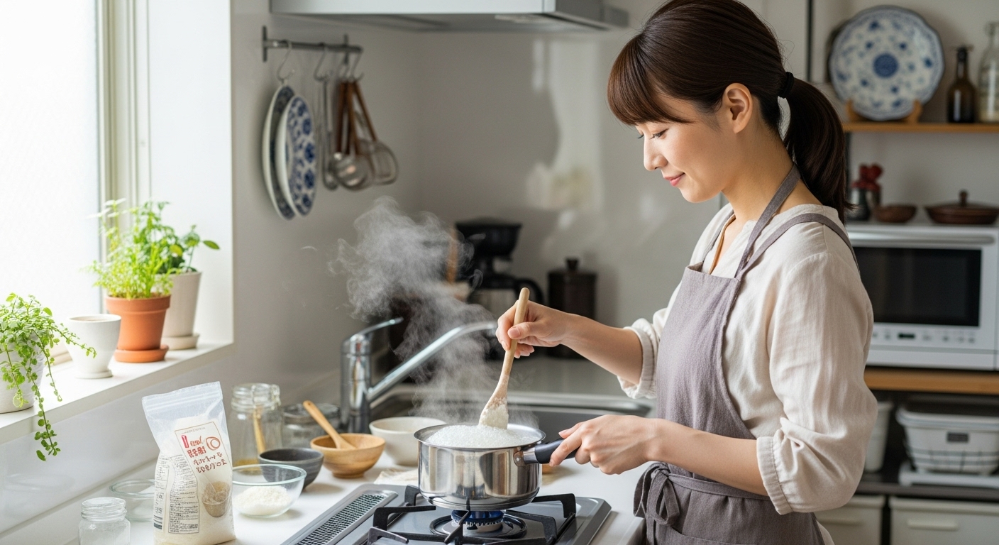 찹쌀풀 끓이는 과정