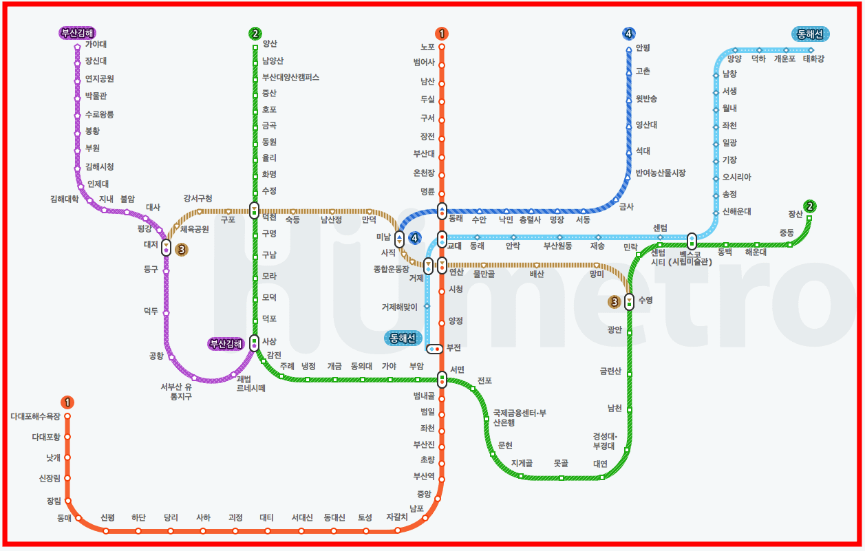 부산 지하철 노선도 크게보기 방법