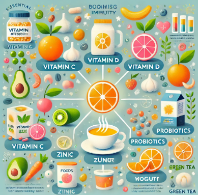 면역력 강화: 겨울철 필수 영양소와 음식 관련 사진