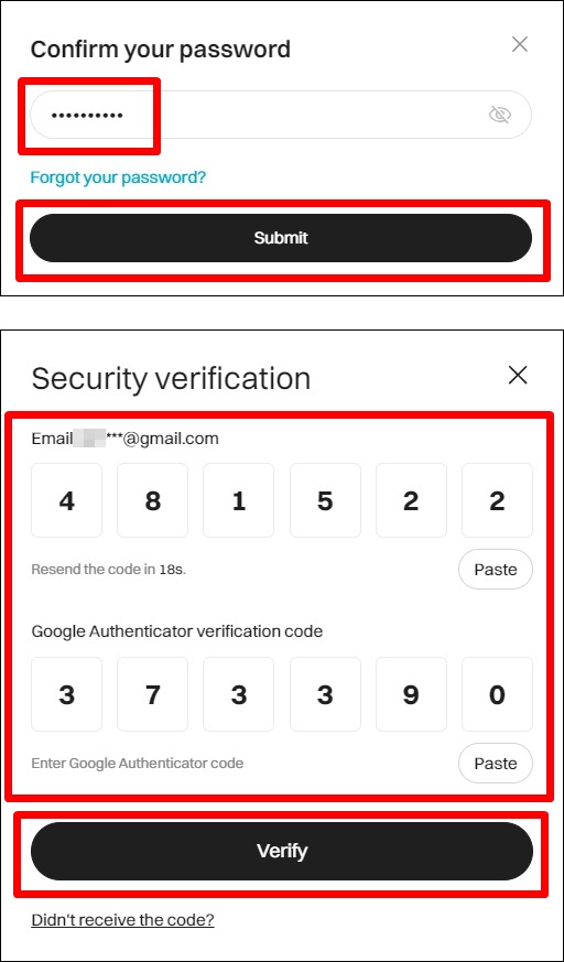 비밀번호 입력및 구글 인증 수행