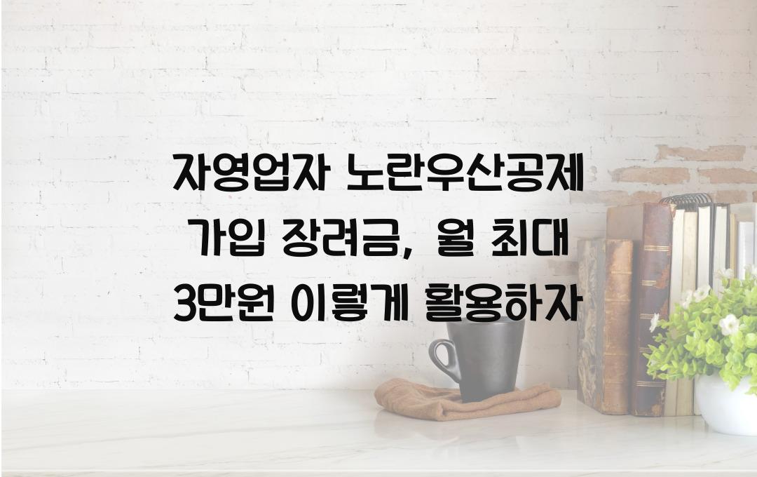 자영업자 노란우산공제 가입 장려금, 월 최대 3만원 추가 적립 혜택