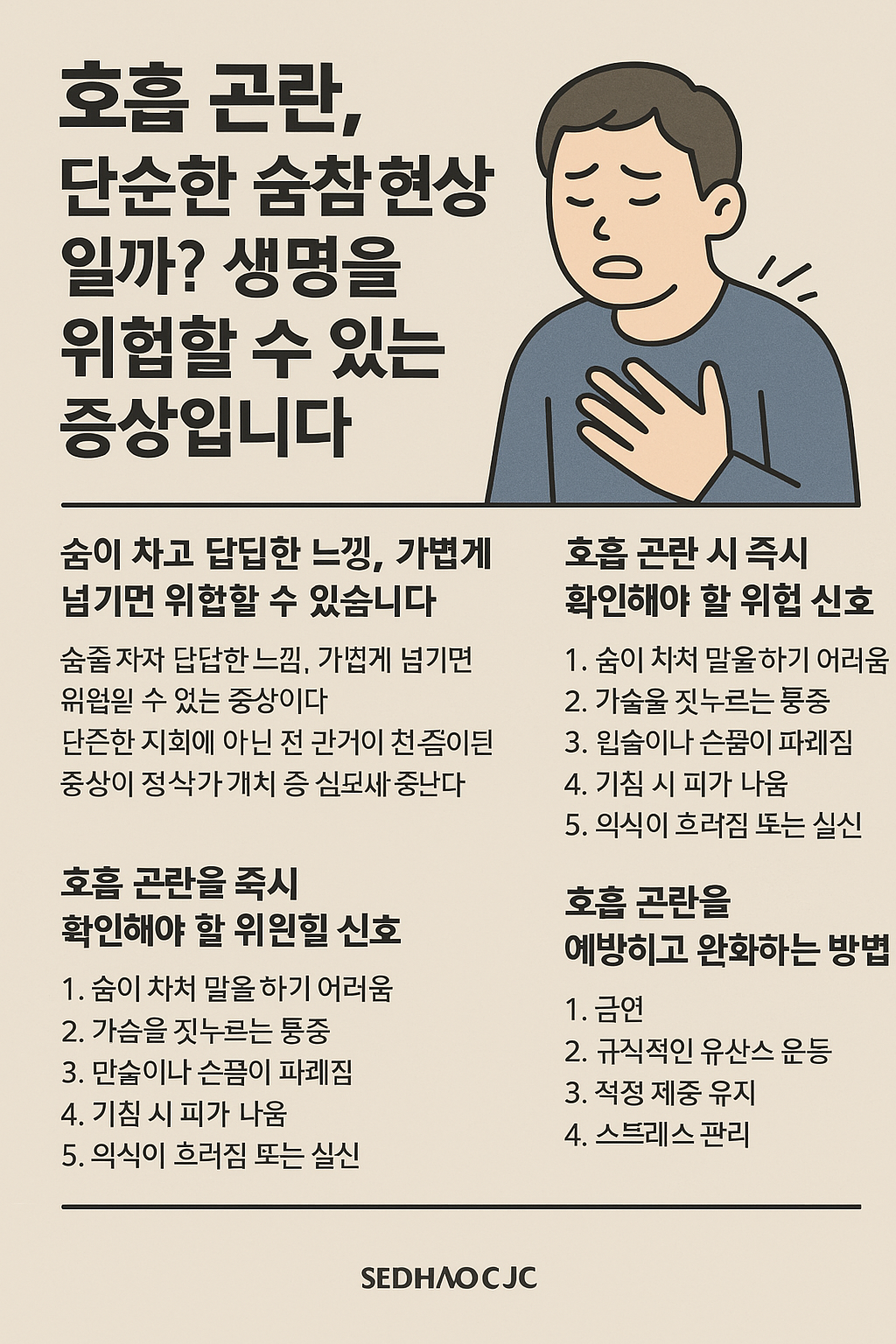 호흡 곤란, 단순한 숨참 생명을 위협할 수 있는 증상ㅍ