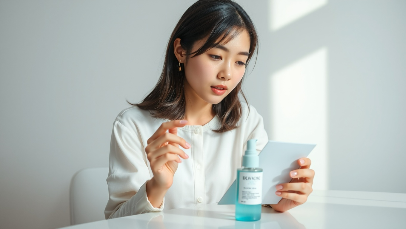 성분표를 들여다보는 여성