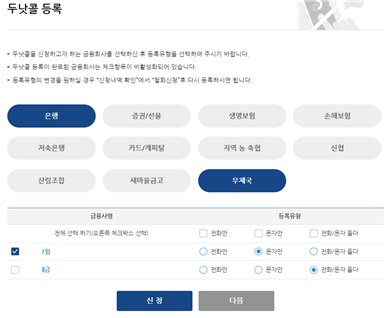 금융회사 선택등록