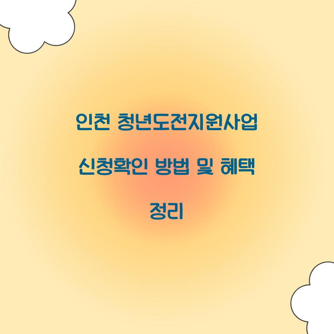 인천 청년도전지원사업 신청확인