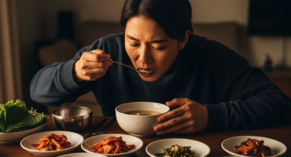 신장에 나쁜 음식 짠 식사 장면